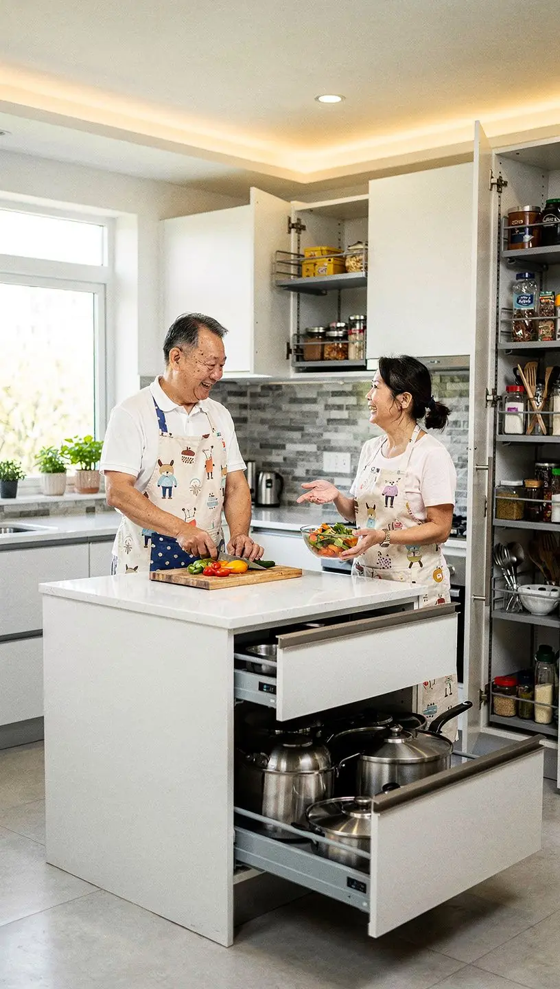 Современный интерьер небольшой квартиры с умным хранением и уютным освещением.